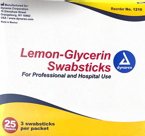 Dynarex Lemon Glycerin Swabsticks 3-park, 75 Swabsticks/box