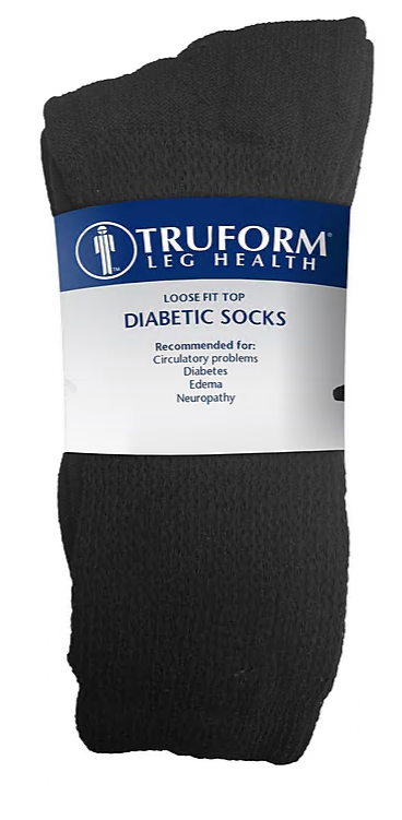 Diabetic Socks Truform Black, Loose Fit (Pack of 3)