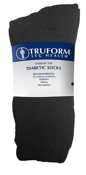 Diabetic Socks Truform Black, Loose Fit (Pack of 3)
